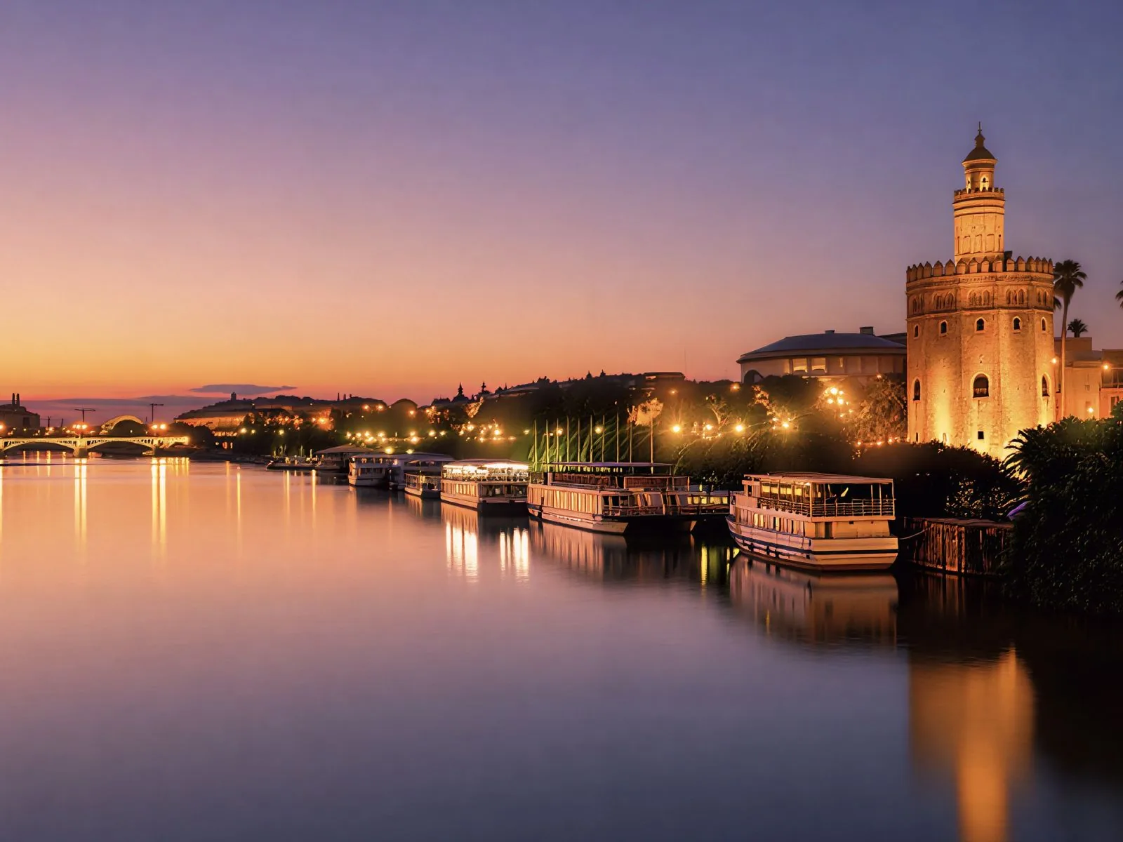 Sevilla torre del oro atardecer